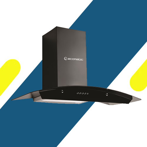 شفاط مطبخ إيكوماتيك كريستال 90 سم أسود – 3 سرعات – قوة شفط 1000 م³/س – موديل - H910GBK