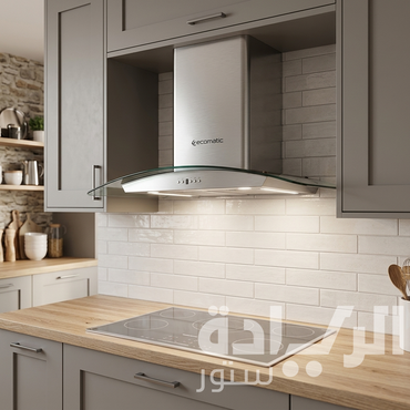 شفاط مطبخ جزيرة ديكوري إيكوماتيك 90 سم ستانلس ستيل وزجاج – قوة شفط 650 م³/ساعة – H910IGD