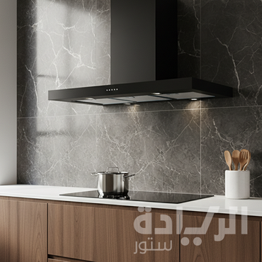 شفاط مطبخ حرف T إيكوماتيك مقاس 90 سم باللون الأسود – 3 سرعات – قوة شفط 1000 م³/س – موديل – H910TBKB