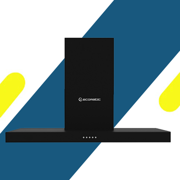 شفاط مطبخ حرف T إيكوماتيك مقاس 90 سم باللون الأسود – 3 سرعات – قوة شفط 1000 م³/س – موديل – H910TBKB