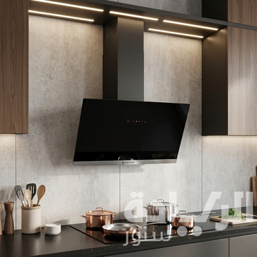 شفاط إيكوماتيك (Ecomatic) 90 سم ديكوري كريستال أسود – H9110HTS – وتحكم بإشارة اليد واللمس والريموت (Gesture Control) وموتور إيطالي