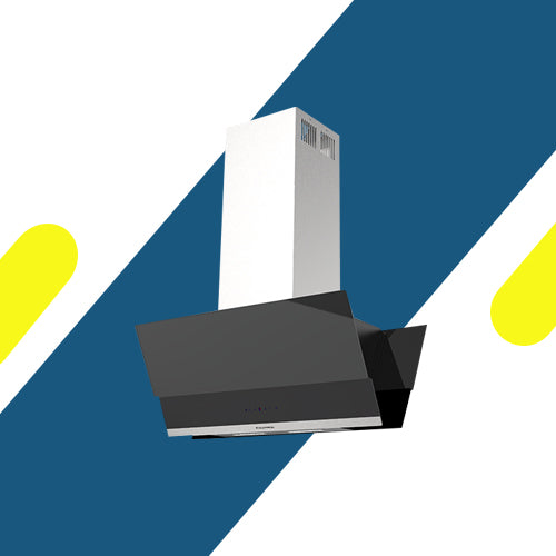 شفاط مطبخ جزيرة إيكوماتيك 90 سم زجاج كريستال أسود قوة شفط 1000 م³/ساعة - H9110IMRTX