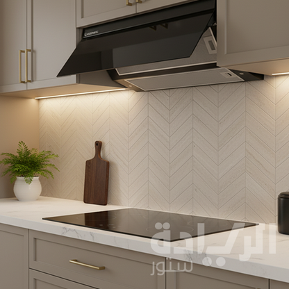 ايكوماتيك شفاط مطبخ مسطح ديكوري 90 سم ـ كريستال أسود قوة 500 م3/ساعة - موديل - H9205GLB