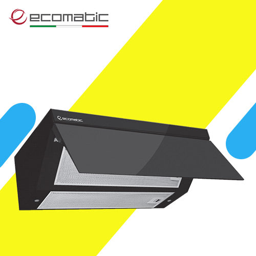 ايكوماتيك شفاط مسطح ديكوري 90 سم ـ كريستال أسود قوة 500 م3/ساعة H9205GLB