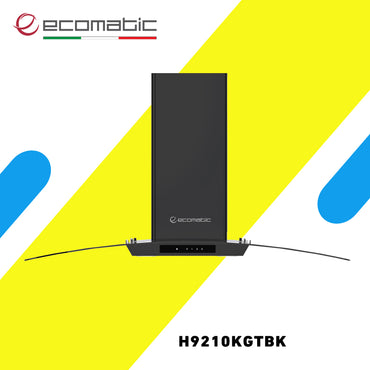 شفاط مطبخ إيكوماتيك مزخرف كريستال ستانلس منحني – 90 سم – قوة شفط 1000 م³/ساعة – H9210KGTBK