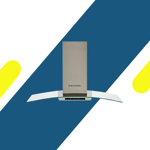 شفاط مطبخ إيكوماتيك مزخرف كريستال ستانلس منحني – 90 سم – قوة شفط 1000 م³/ساعة – H9210KGTX