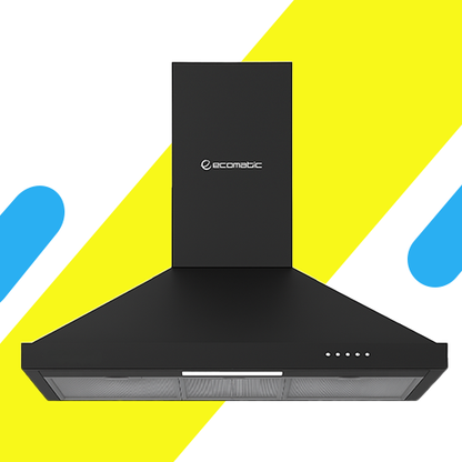 شفاط مطبخ هرمي إيكوماتيك 90 سم ستانلس ستيل – قوة شفط 750 م³/س – H9307BKB