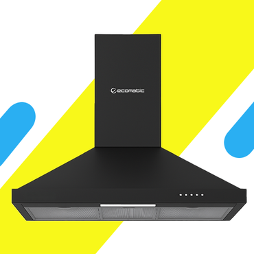 شفاط مطبخ هرمي إيكوماتيك 90 سم أسود – قوة شفط 850 م³/ساعة – H9308BKB