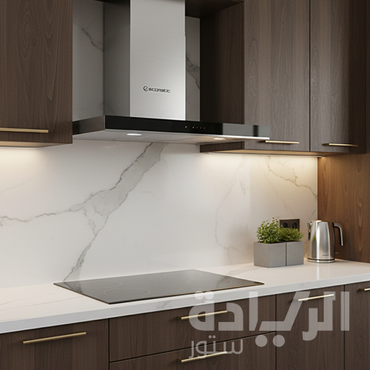 شفاط مطبخ ديكوري إيكوماتيك – 90 سم، قوة شفط 850 م³/ساعة، ستانلس ستيل × أسود - موديل - H9308TT