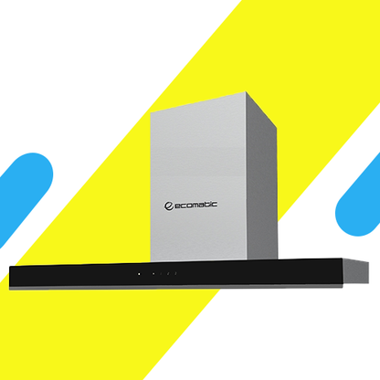 شفاط مطبخ ديكوري إيكوماتيك – 90 سم، قوة شفط 850 م³/ساعة، ستانلس ستيل × أسود - موديل - H9308TT