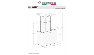 شفاط إيكوماتيك (Ecomatic) 90 سم ديكوري كريستال أسود – H9310JSBKT – قوة شفط 1000 م³/ساعة تحكم باللمس والريموت