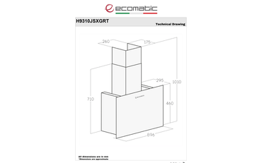 شفاط إيكوماتيك (Ecomatic) 90 سم ديكوري كريستال رمادي – H9310JSXGRT – قوة شفط 1000 م³/ساعة تحكم باللمس والريموت