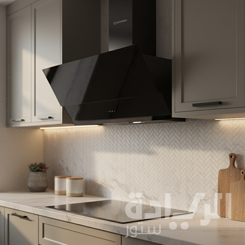 شفاط مطبخ ديكوري إيكوماتيك 90 سم كريستال أسود – قوة شفط 1000 م³/ساعة – ريموت كنترول – H9310MRT