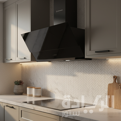 شفاط مطبخ ديكوري إيكوماتيك 90 سم كريستال أسود – قوة شفط 1000 م³/ساعة – ريموت كنترول – H9310MRT