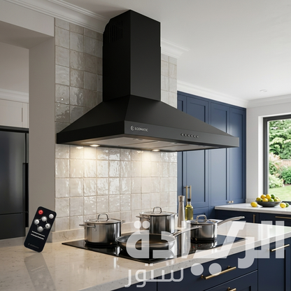 Ecomatic 90cm Pyramid Black Cooker Hood – H9310OPBKT – Crystal Touch Control Panel with Remote Control and 1000 m³/h Suction Power