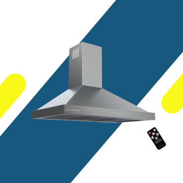 شفاط إيكوماتيك (Ecomatic) 90 سم هرمي إستانلس – H9310OPXGRT – لوحة كريستال رمادي تاتش بريموت كنترول وقوة شفط 1000 م³/ساعة