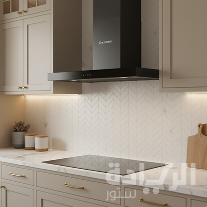 شفاط ديكوري إيكوماتيك 90 سم أسود حرف T – قوة شفط 1000 م³/ساعة + ريموت كنترول – H9310TTBK