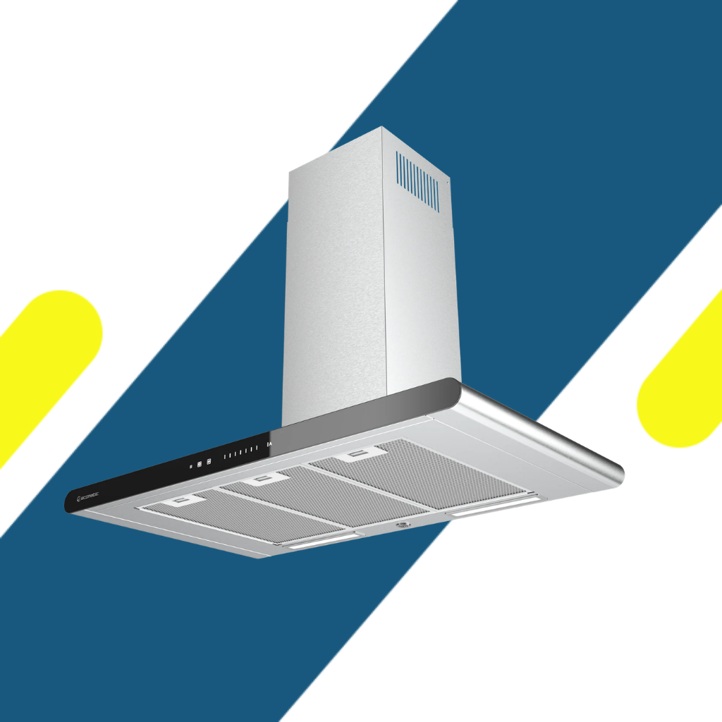شفاط إيكوماتيك (Ecomatic) 90 سم حرف T استانلس ستيل 1000م³/ساعة موتور إيطالي وحساس أبخرة SmartSENSE وريموت – موديل H9410CGTXS