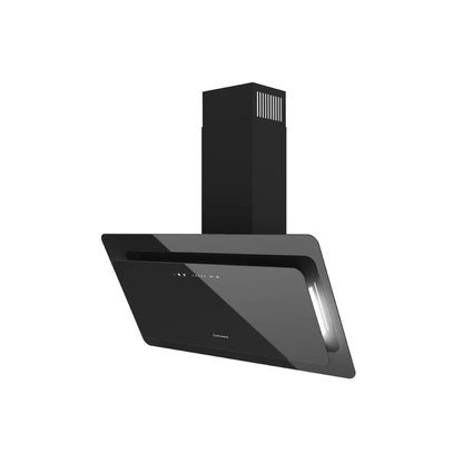 شفاط إيكوماتيك (Ecomatic) 90 سم مائل كريستال أسود 1000م³/ساعة موتور إيطالي وحساس أبخرة SmartSENSE وإضاءة محيطية متعددة الألوان – موديل H9410DFATRGS