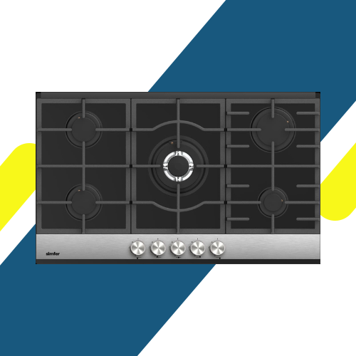 بوتاجاز سيمفر بلت إن غاز 90 سم تيتانيوم بـ5 شعلات ساباف، إشعال ذاتي وأمان كامل - موديل - H9505AGSSP