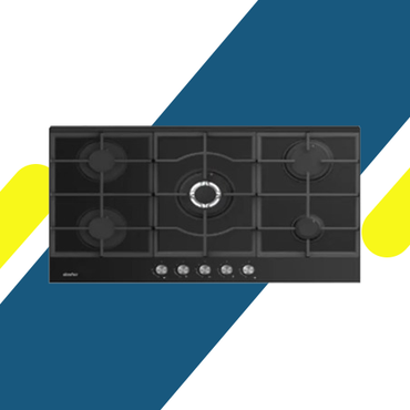 بوتاجاز بلت إن سيمفر غاز 90 سم زجاج أسود، 5 شعلات ساباف، إشعال ذاتي وأمان كامل - موديل - H9505HGSSP