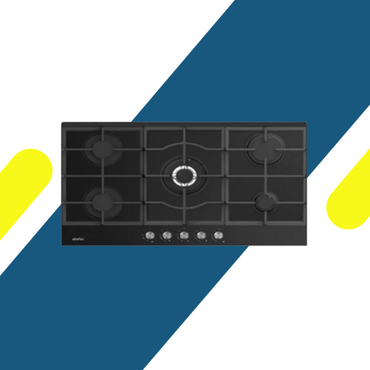 بوتاجاز بلت إن سيمفر غاز 90 سم زجاج أسود، 5 شعلات ساباف، إشعال ذاتي وأمان كامل - موديل - H9505HGSSP