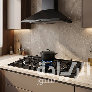 Built-in Simfer Gas Cooktop, 90 cm, Black Glass, 5 Sabaf Burners, Auto Ignition and Full Safety - Model - H9505HGSSP