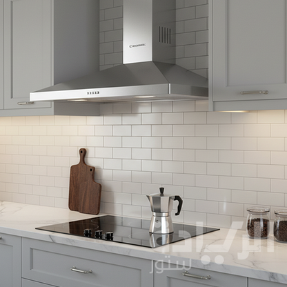 شفاط مطبخ هرمي 90 سم ـ ماركة ايكوماتيك ستانليس قوة 500 م3/ساعة - موديل - H95B