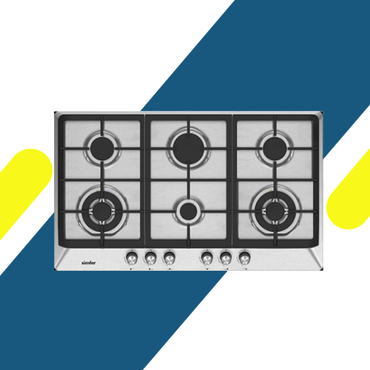 بوتاجاز سيمفر بلت إن غاز 6 شعلات - 90 سم - ستانلس ستيل، اشعال ذاتي، أمان كامل، شعلات ووك - موديل - H9605WGWIM