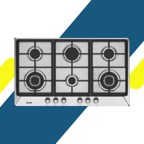 بوتاجاز سيمفر بلت إن غاز 6 شعلات - 90 سم - ستانلس ستيل، اشعال ذاتي، أمان كامل، شعلات ووك - موديل - H9605WGWIM