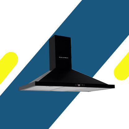 شفاط مطبخ إيكوماتيك هرمي 90 سم ستانلس ستيل بشاشة لمس وإضاءة LED موديل - H96BKD