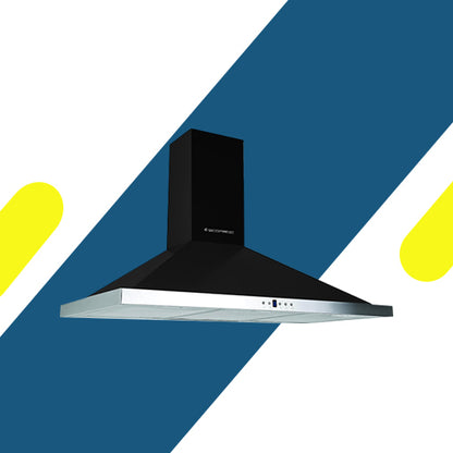 شفاط مطبخ إيكوماتيك هرمي أسود 90 سم قوة شفط 650 م³/ساعة - موديل - H96IBKD