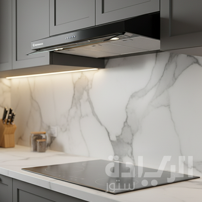 شفاط مطبخ إيكوماتيك فلات 90 سم ستانلس ستيل – 2 موتور – 3 سرعات – قوة شفط 650 م³/س – موديل - H96NFFBK