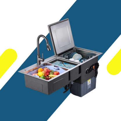 هانز غسالة أطباق 6 أفراد مزودة بحوض مطبخ استانلس 115 سم - موديل - HA-3