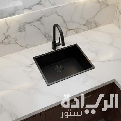 حوض مطبخ ستانلس ستيل يدوي من بيورتي – مقاس 75×48 سم - موديل - HANDMADE BL 750