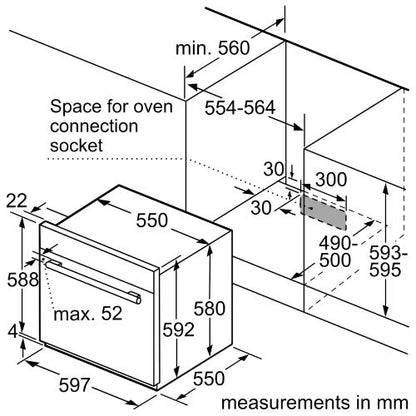 فرن غاز بلت إن بوش سيريس 6 مقاس 60×60 سم - سعة 60 لتر – ستانلس ستيل - موديل - HGL21F350