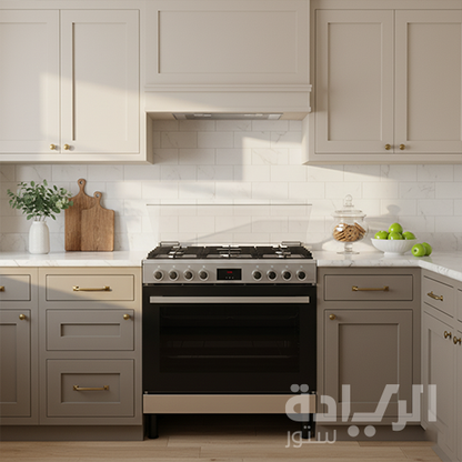 بوتاجاز غاز بوش 90×60 سم فري ستاند ستانلس ستيل مع فرن 125 لتر وشواية دوارة - HGP3I8W50S