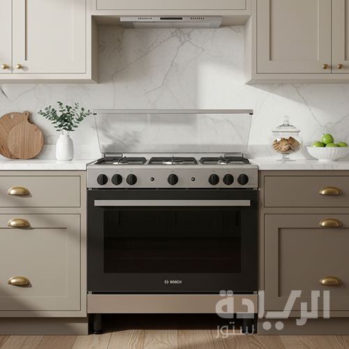 بوتاجاز غاز بوش سيريس 2، 90×60 سم، 5 شعلات، استانلس ستيل - سعة الفرن 125 لتر - موديل - HGV1F0U50S