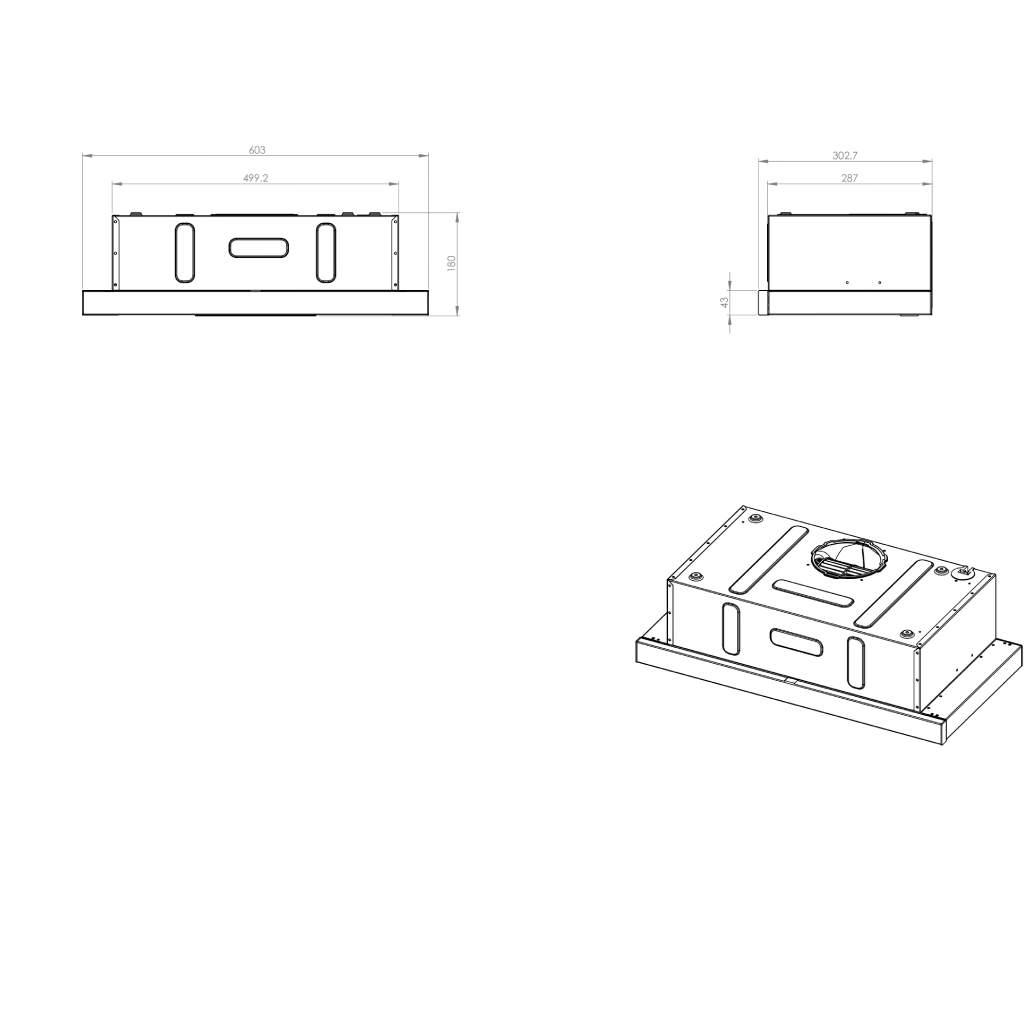 Purity Built-in Kitchen Hood 60 cm – Suction Power 650 m³/h – 3 Speeds – Model – HIDDEN BL 60CM