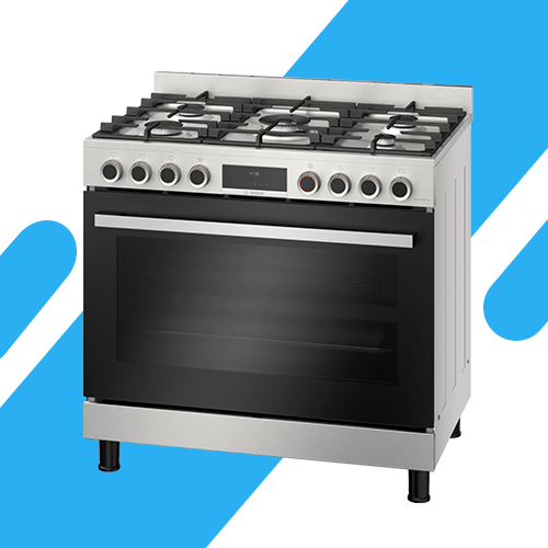 بوتاجاز غاز بوش 90 سم استانلس ستيل مع فرن 125 لتر - موديل - HIZ5G7W51S