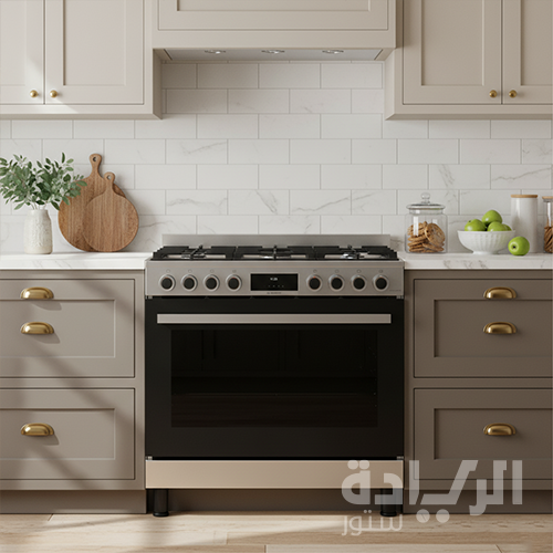بوتاجاز غاز بوش 90 سم استانلس ستيل مع فرن 125 لتر - موديل - HIZ5G7W51S