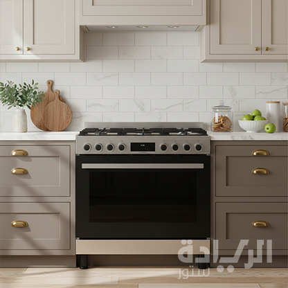 بوتاجاز غاز بوش 90 سم استانلس ستيل مع فرن 125 لتر - موديل - HIZ5G7W51S