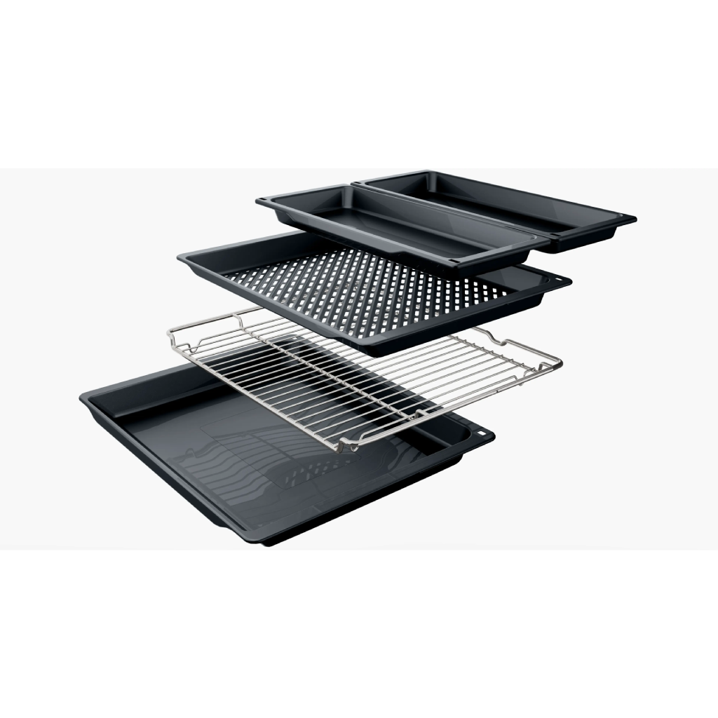 فرن بوش (Bosch سيريس 6 بلت إن كهرباء 60 × 60 سم ستانلس ستيل – خاصية القلي الهوائي وسعة 76 لتر – موديل HJG852YS0