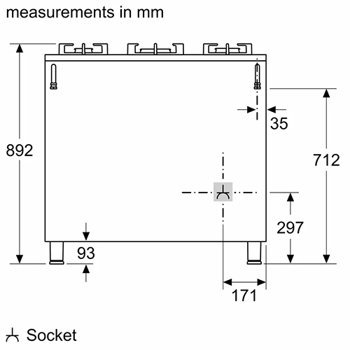 بوتاجاز غاز بوش سيريس 8 أسود – روتيزري مزدوج – سعة 147 لتر – تنظيف – 5 شعلات غاز - موديل - HJY5G7V61S