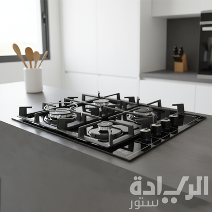 مسطح غاز بلت إن 60 سم من بيورتي – 4 شعلات – كريستال أسود – إشعال إلكتروني – موديل – HPT602G