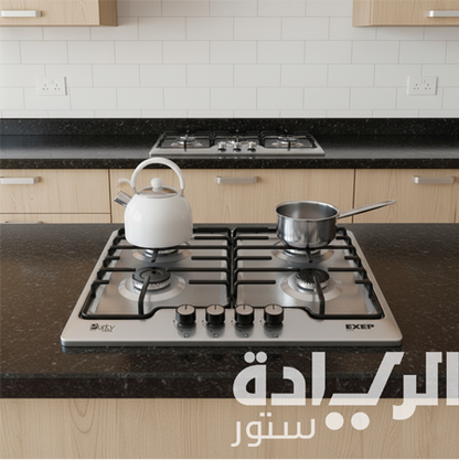 مسطح غاز بلت إن 60 سم من بيورتي – 4 شعلات – ستانلس ستيل – مفاتيح أمامية – HPT604S