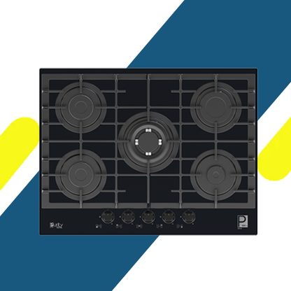 بوتاجاز بلت إن غاز بيورتي 70 سم زجاج أسود – 5 شعلات SABAF – إشعال أوتوماتيك – HPT713G