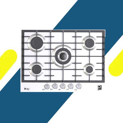 بوتاجاز بلت إن غاز بيورتي 70 سم ستانلس ستيل – 5 شعلات SABAF – إشعال أوتوماتيك – HPT713S