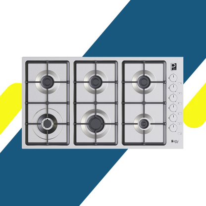 مسطح غاز بلت إن 90 سم من بيورتي – 6 شعلات – ستانلس ستيل – إشعال إلكتروني – موديل – HPT903S