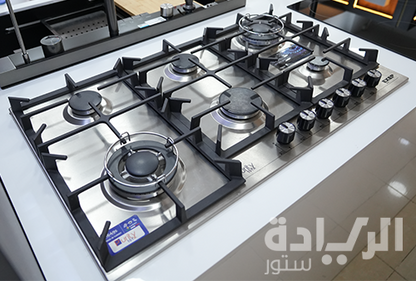 مسطح غاز بلت إن 90 سم من بيورتي – 6 شعلات – ستانلس ستيل – إشعال إلكتروني – موديل – HPT904S